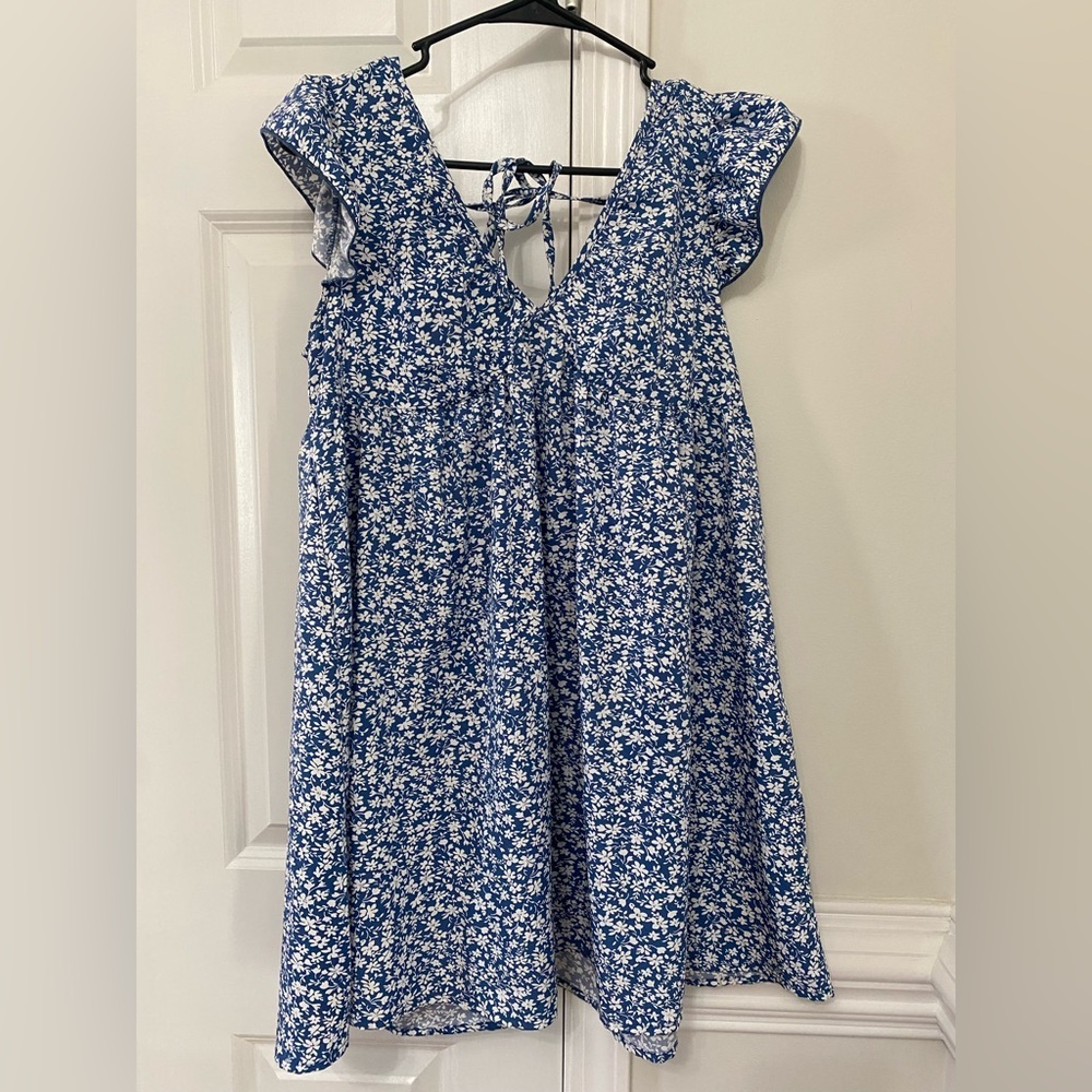 SHEIN Blue Floral Dress. Sz X-Small (2)